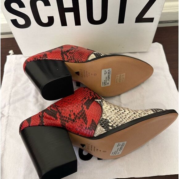 Schutz Destiny leather snakeskin print mule size 7,5 - Picture 9 of 17